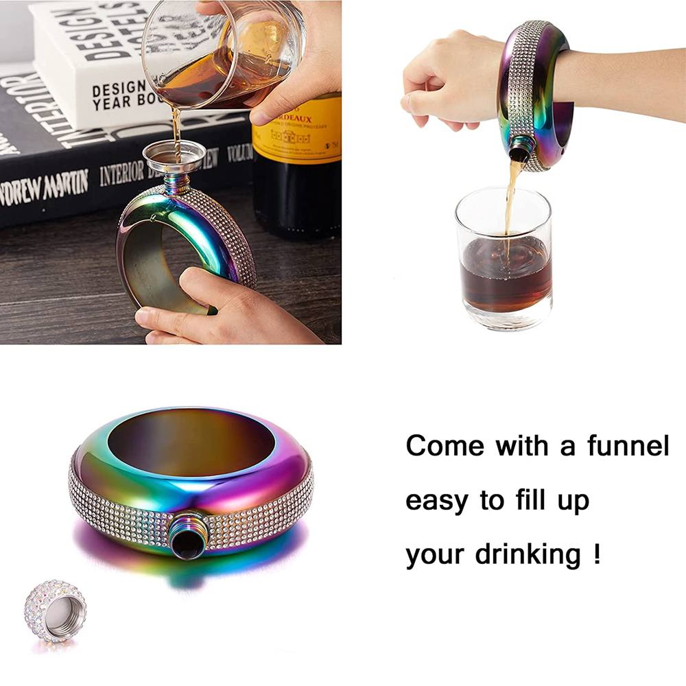 BangleFlask 3.5oz Stainless Steel Wrist Flask With Rhinestone Lid For Wine/ Alcohol Perfect Gift For Women/Girls. From Jeffcarol, $10.68 | DHgate.Com